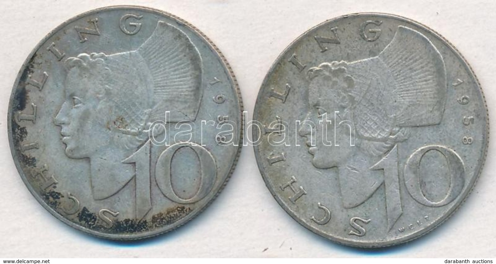 Ausztria 1958. 10Sch Ag (2x) T:2 Patina
Austria 1958. 10 Schilling Ag (2x) C:XF Patina - Unclassified