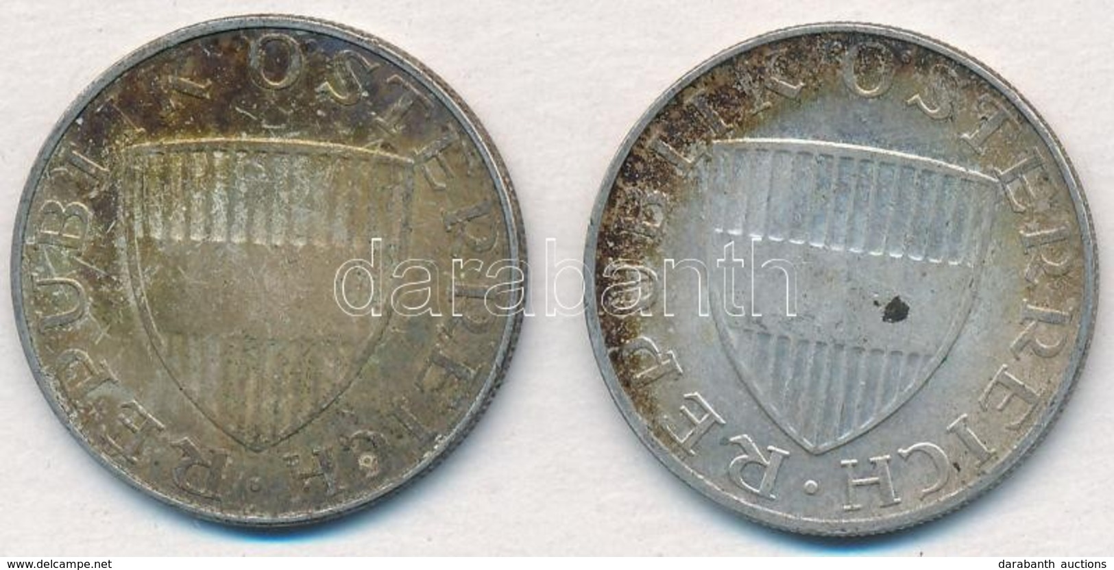 Ausztria 1972-1973. 10Sch Ag (2xklf) T:2 Patina
Austria 1972-1973. 10 Schilling Ag (2xdiff) C:XF Patina - Unclassified