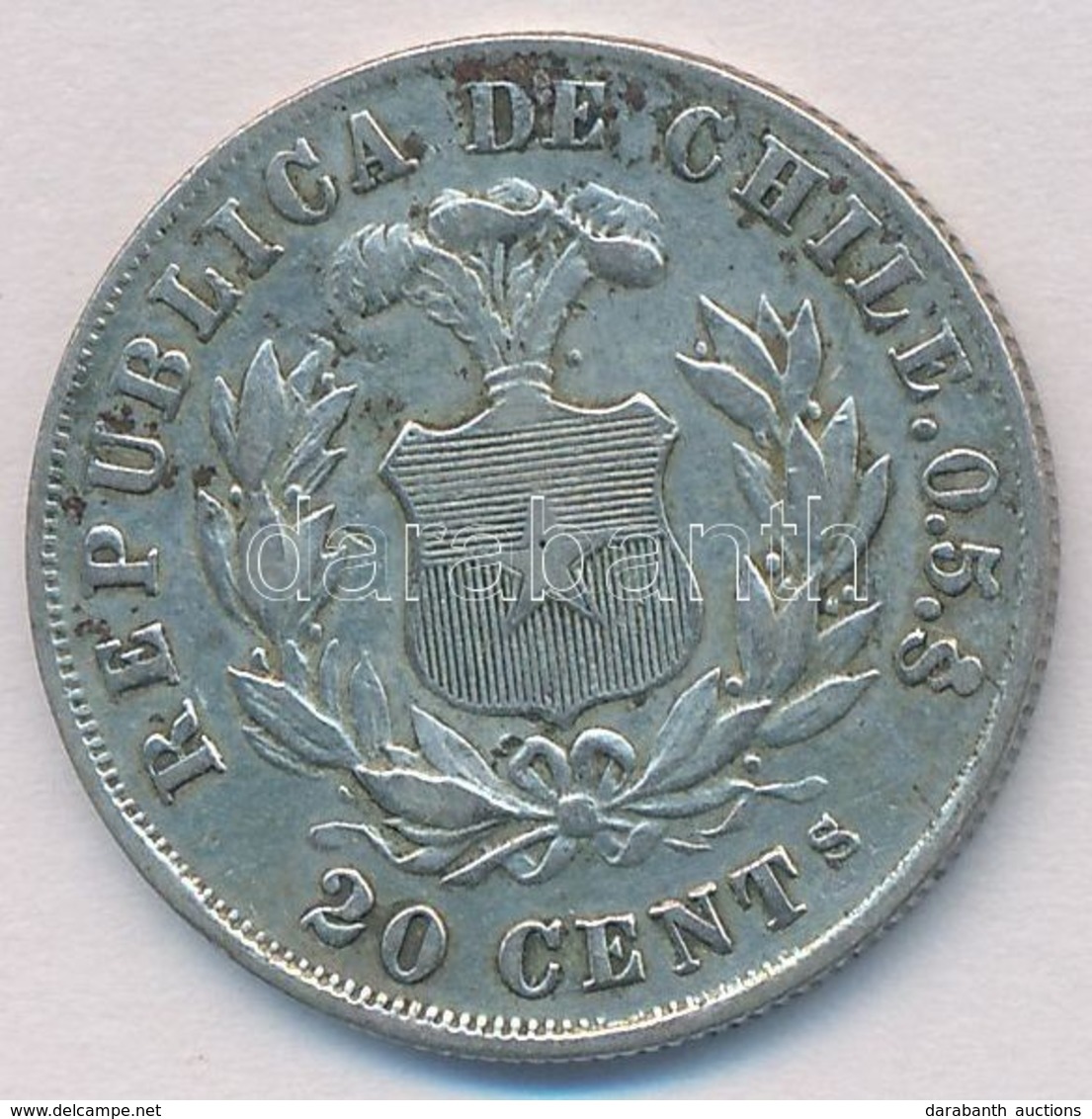 Chile 1879. 20c Ag T:2
Chile 1879. 20 Centavos Ag C:XF - Sin Clasificación