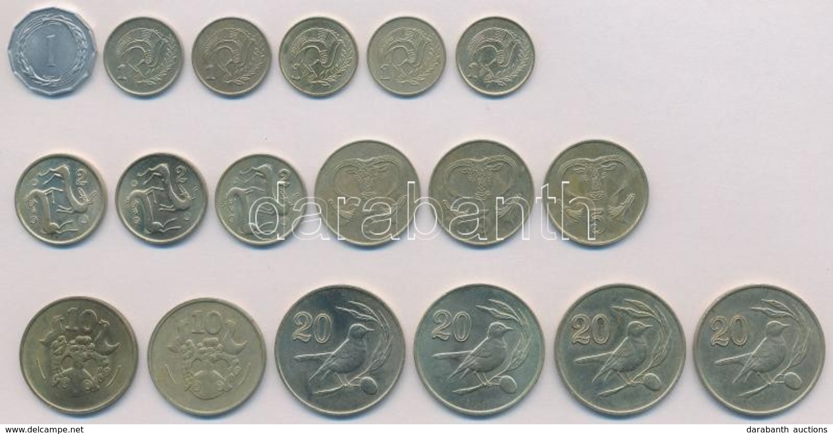 Ciprus 18db-os Vegyes érme Tétel T:2,2-
Cyprus 18pcs Of Mixed Coins C:XF,VF - Unclassified