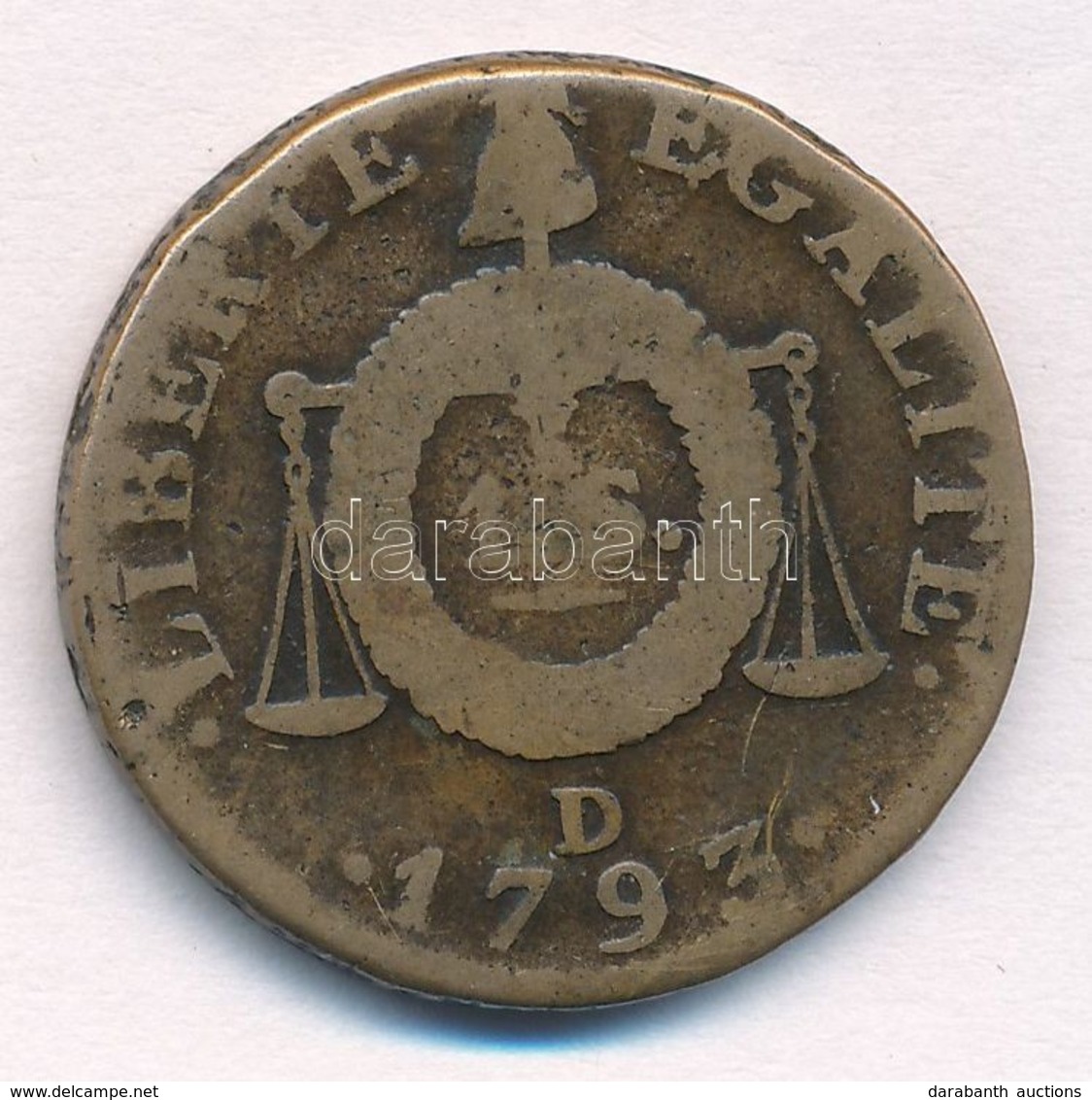 Franciaország 1793D 1S Br T:2-,3
France 1793D 1 Sol Br C:VF,F
Krause KM#619.5 - Sin Clasificación