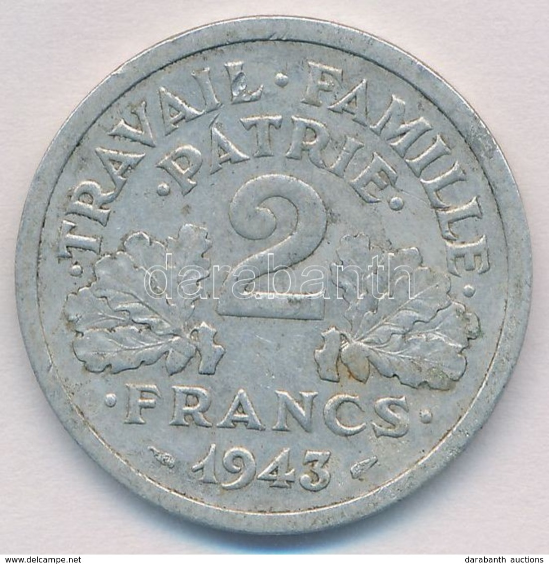 Franciaország / Vichy-kormány 1943. 2Fr Al T:2-
France / Vichy State 1943. 2 Francs Al C:VF - Unclassified