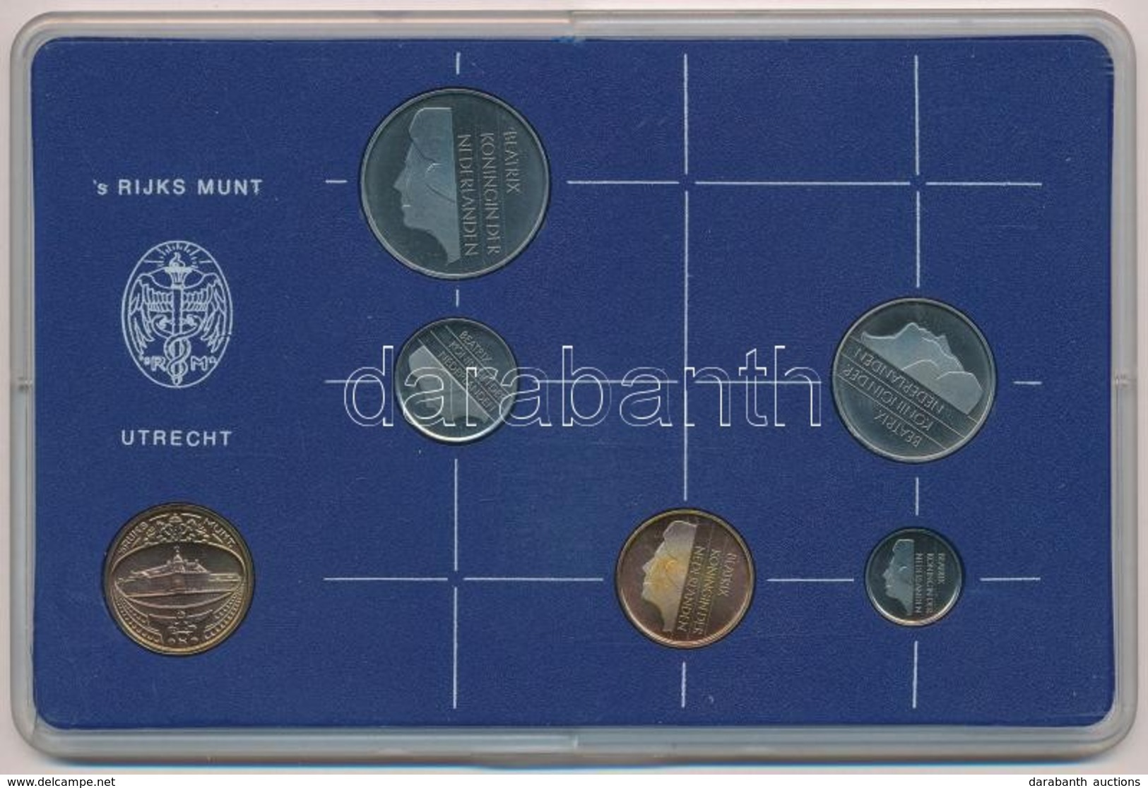 Hollandia 1982. 5c - 2 1/2G (5xklf) + 1982. 's Rijks Munt 1982 (Királyi Verde)' Br Zseton, Műanyag Tokban T:1 Netherland - Unclassified