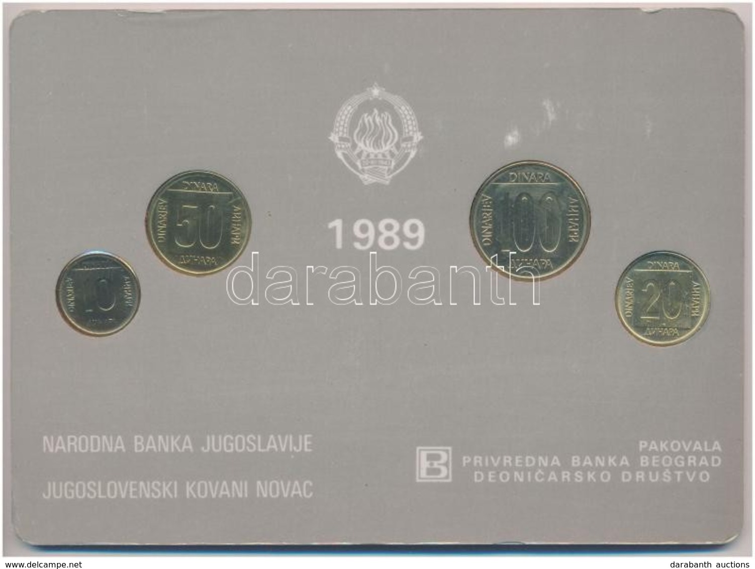 Jugoszlávia 1989. 10D-100D (4xklf) Forgalmi Sor Eredeti Kartonlapos Kiadásban T:1
Yugoslavia 1989. 10 Dinara - 100 Dinar - Sin Clasificación