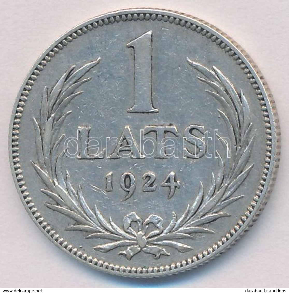 Lettország 1924. 1L Ag T:2 
Latvia 1924. 1 Lats Ag C:XF
Krause KM#7 - Unclassified