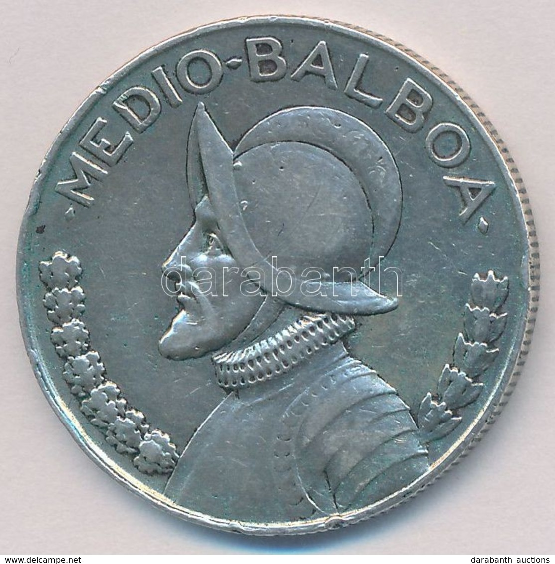 Panama 1947. 1/2B Ag 'Vasco Nunez De Balboa' T:2- Panama 1947. 1/2 Balboa Ag 'Vasco Nunez De Balboa' C:VF - Unclassified