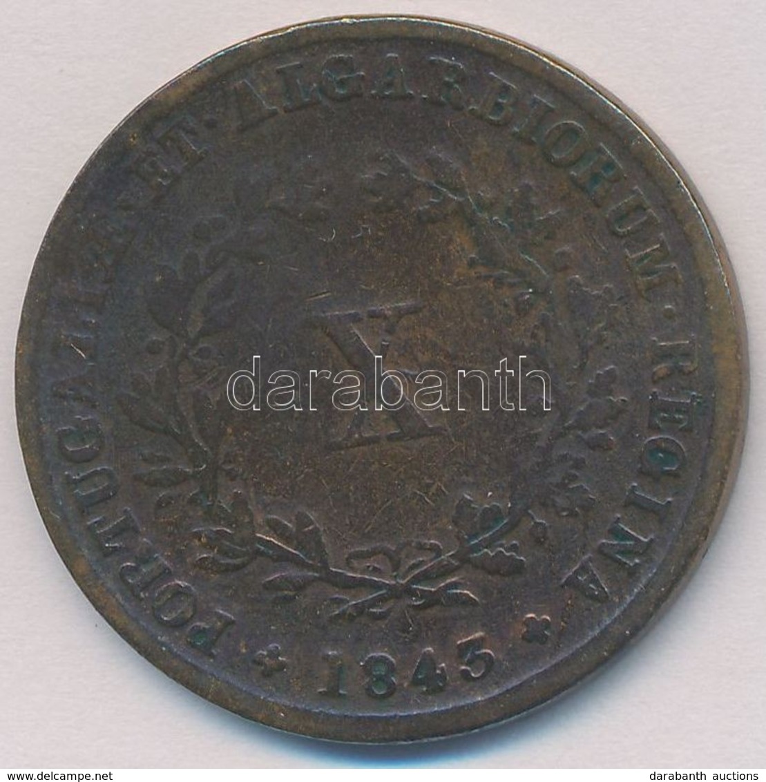 Portugália 1843. 10r Cu T:2-
Portugal 1843. 10 Reis Cu C:VF - Non Classés