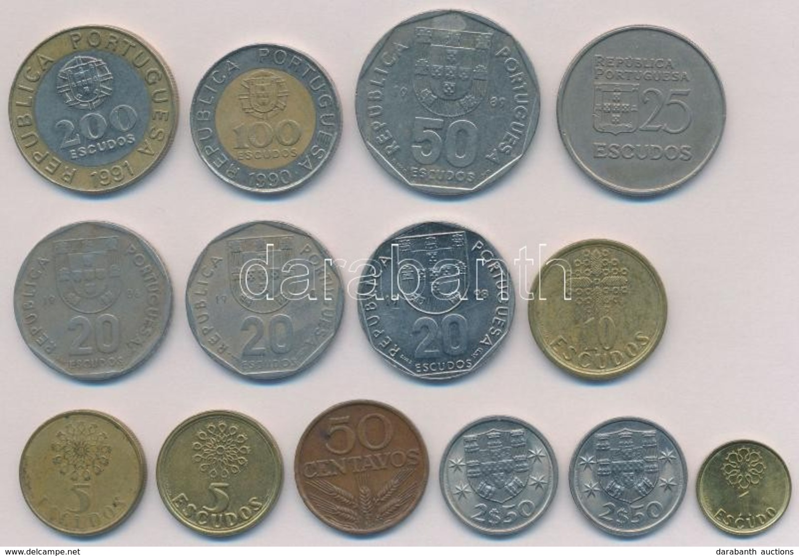 Portugália 14db-os Vegyes érme Tétel T:2,2-
Portugal 14pcs Of Mixed Coins C:XF,VF - Unclassified