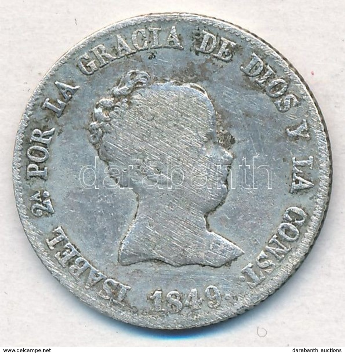 Spanyolország 1848CL 4R Ag 'II. Izabella' (5,15g) T:2
Spain 1848CL 4 Real Ag 'Isabel II' (5,15g) C:XF
Krause KM#519.2 - Sin Clasificación