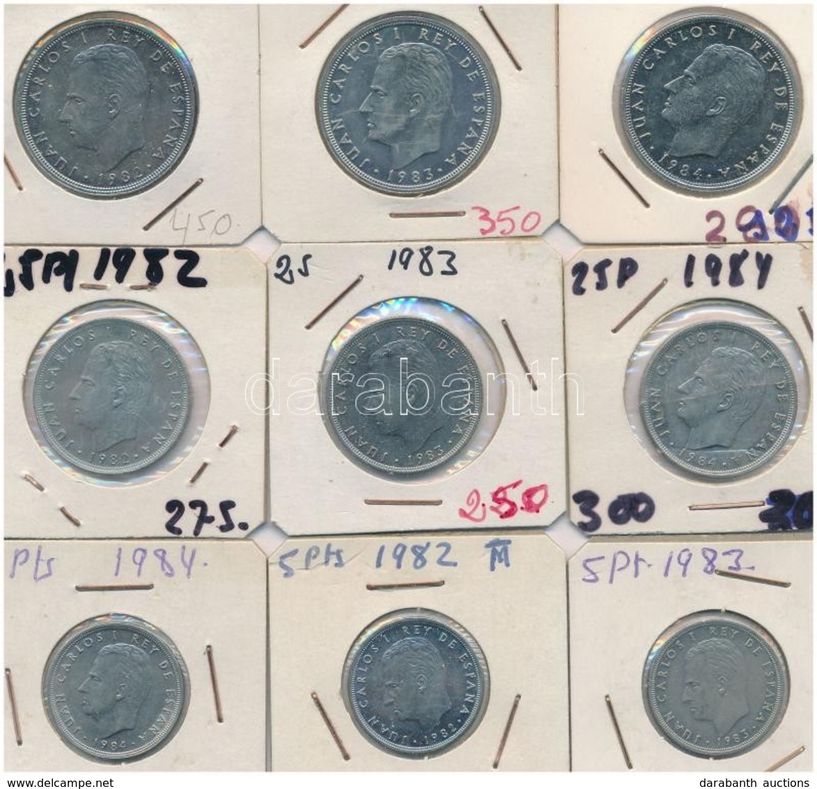 Spanyolország 1982-1984. 5-50P (9xklf) T:1,1-
Spain 1982-1984. 5 - 50 Pesetas (9xdiff) C:UNC,AU - Ohne Zuordnung