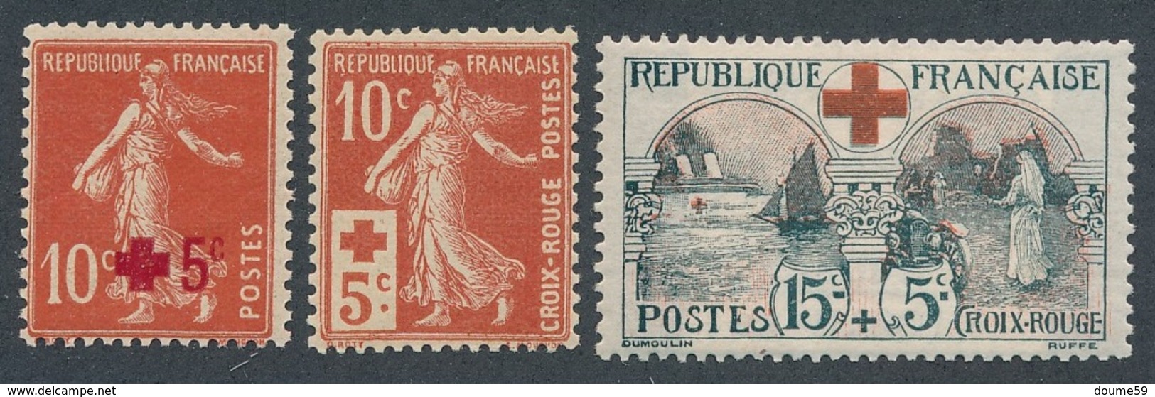 CL-8: FRANCE: Lot Avec Croix Rouge N°146**-147**-156**( Signé) - Neufs