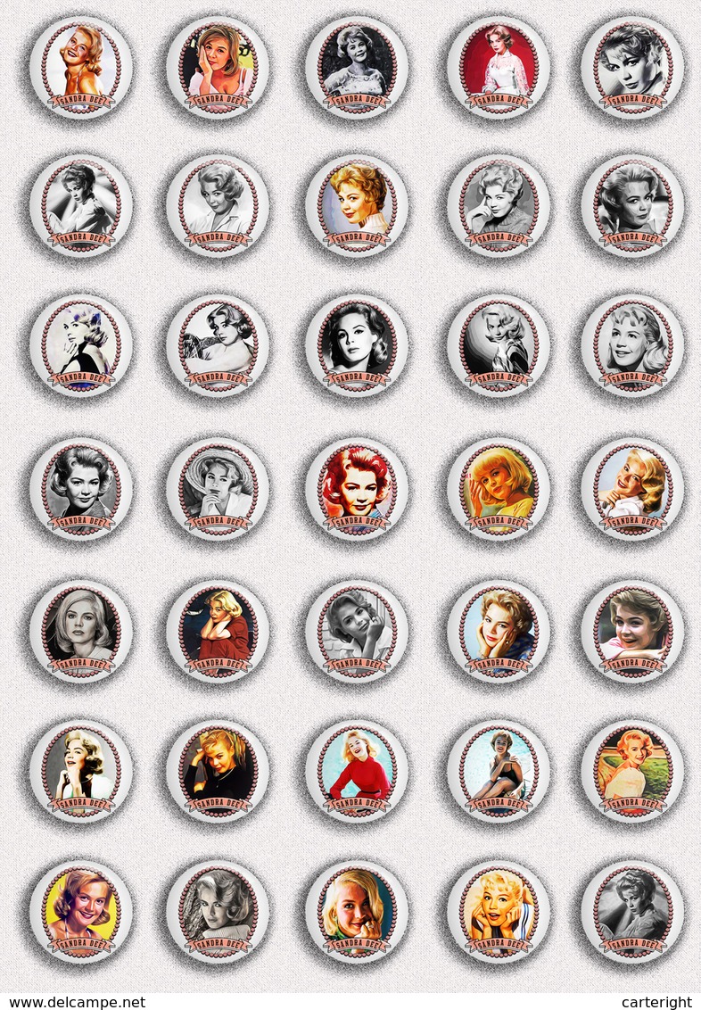 35 X Sandra Dee Movie Film Fan ART BADGE BUTTON PIN SET 1 (1inch/25mm Diameter) - Films