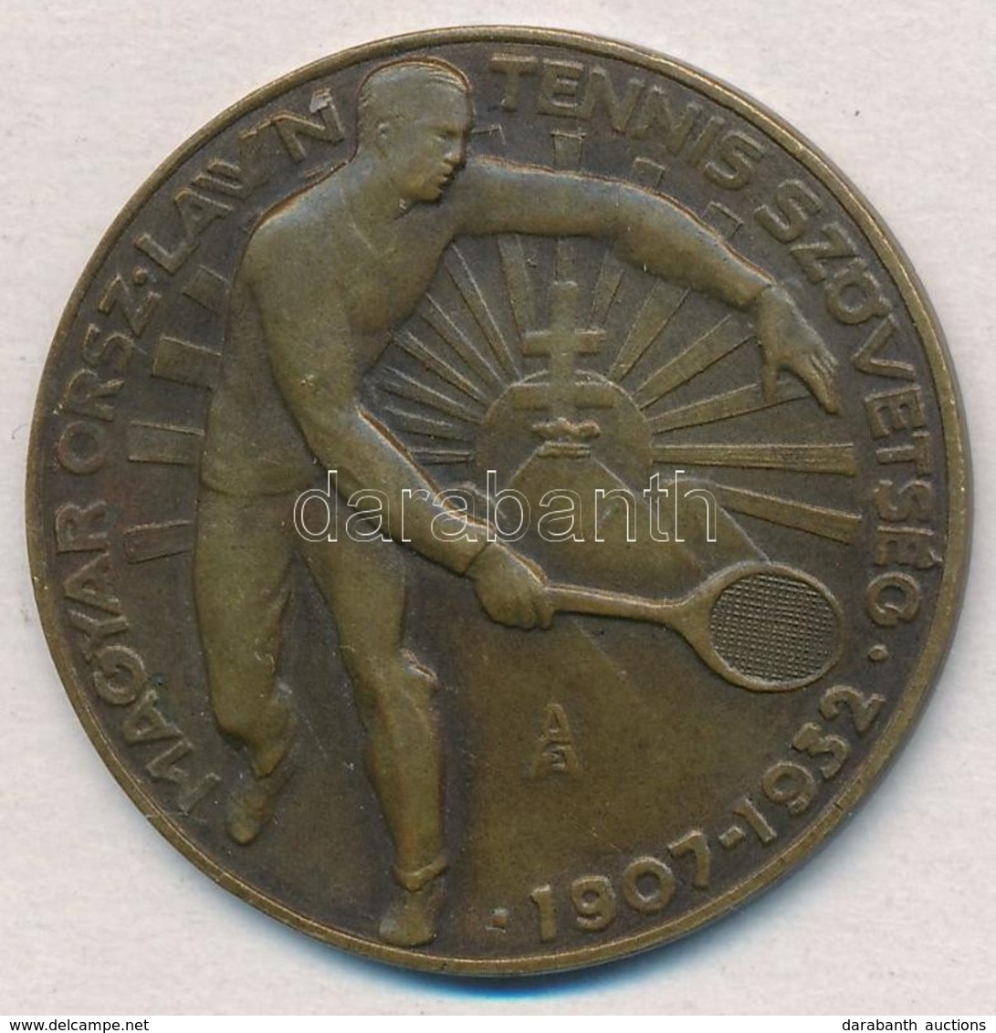 1939. 'Magyar Országos Lawn Tennis Szövetség 1907-1932' Br Díjérem, Hátoldalon Gravírozva (36mm) T:2 - Ohne Zuordnung