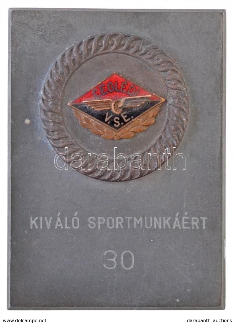 ~1970. 'Ceglédi V.S.E - Kiváló Sportmunkáért - 30' Részben Zománcozott Fém Plakett (53x73mm) T:2 Oxidációs Fo. - Unclassified