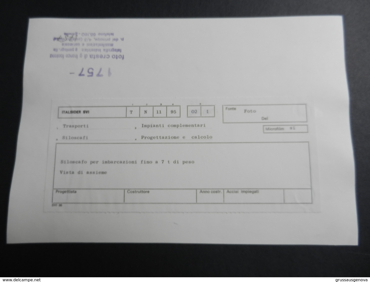 8d) PROGETTO SILOSCAFO PER IMBARCAZIONI SINO A 7 TONNELLATE DI PESO VISTA DI ASSIEME - Altri & Non Classificati