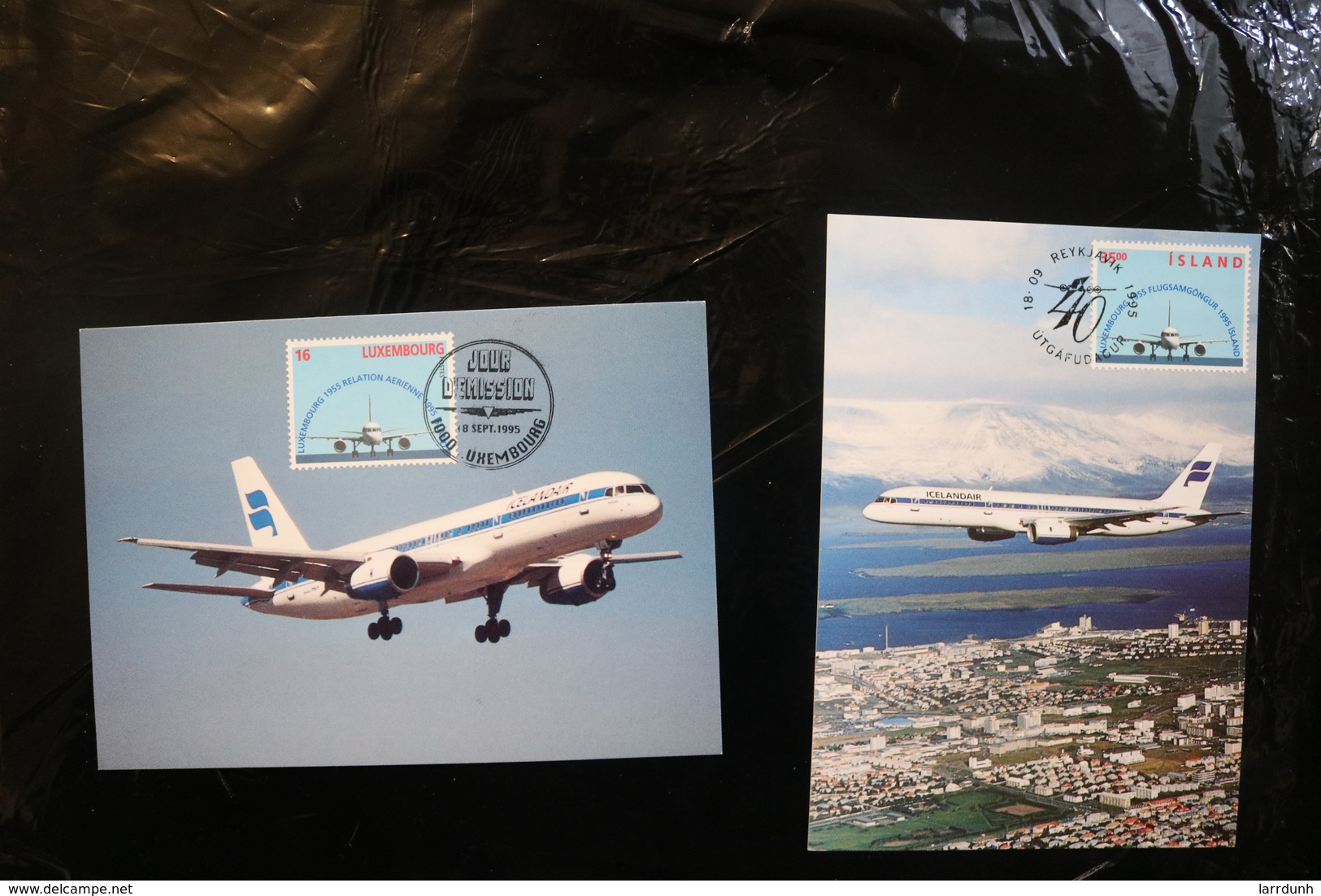 Luxembourg 936 Iceland 807 Iceland Air Route 40th Anniv Boeing 757 Maximum Cards 1995 WYSIWYG A04s - Maximum Cards