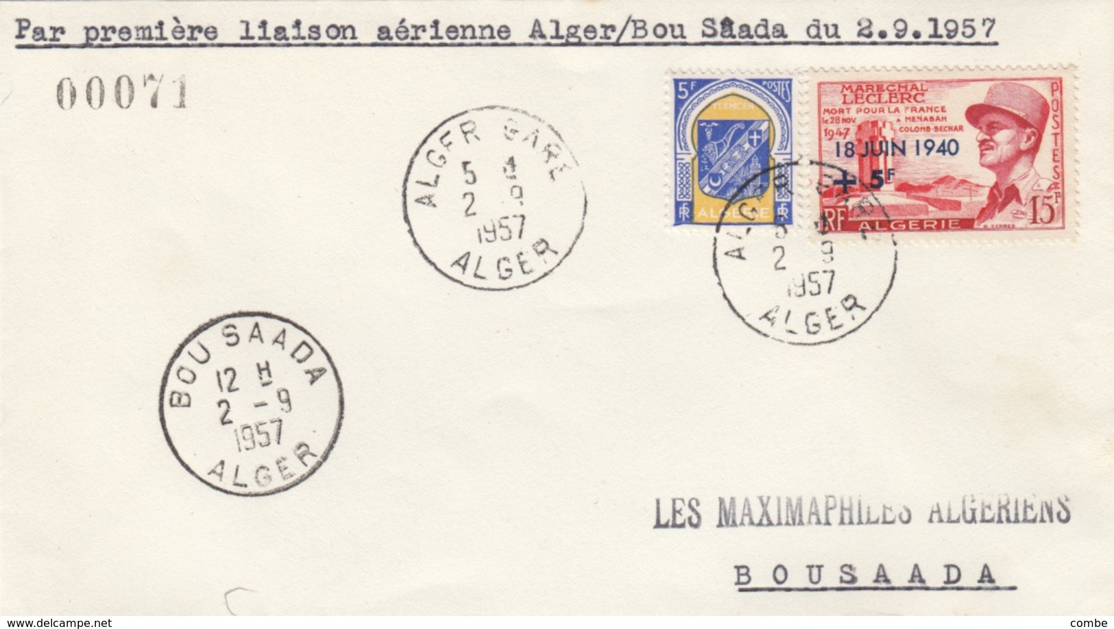 LETTRE. COVER. FIRST FLIGHT FRENCH ALGERIA - Other & Unclassified