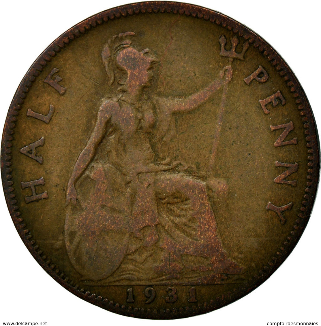 Monnaie, Grande-Bretagne, George V, 1/2 Penny, 1931, TB, Bronze, KM:837 - C. 1/2 Penny