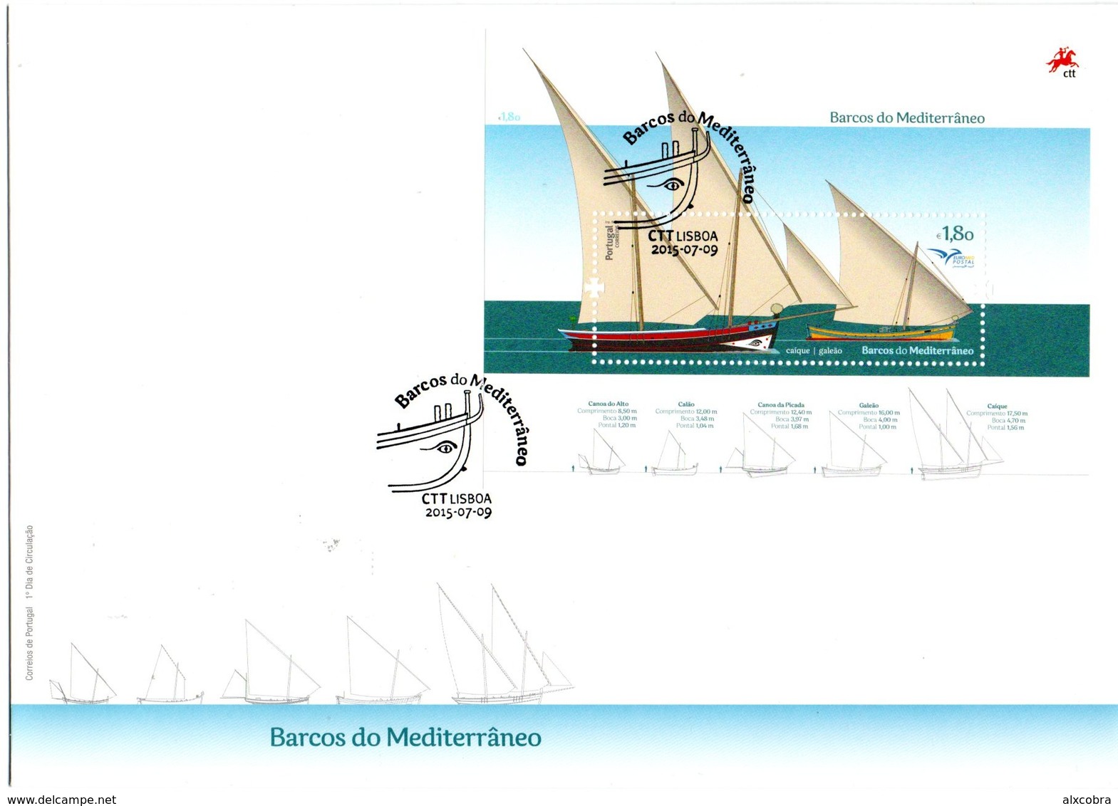 Portugal Euromed 2015 Ship M/S FDC - FDC