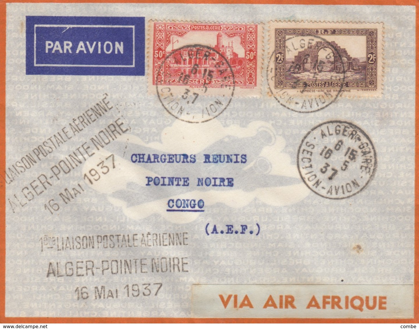 LETTRE. COVER. FIRST FLIGHT FRENCH ALGERIA 1937 - Other & Unclassified