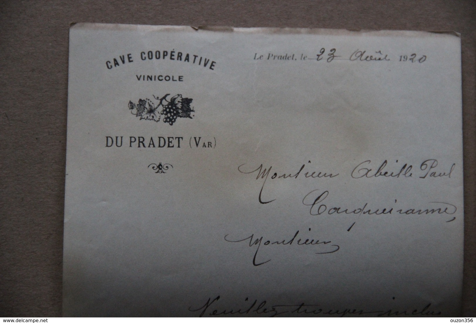 Cave Coopérative Vinicole Du Pradet (Var), Documents 1920-1922 - Alimentaire