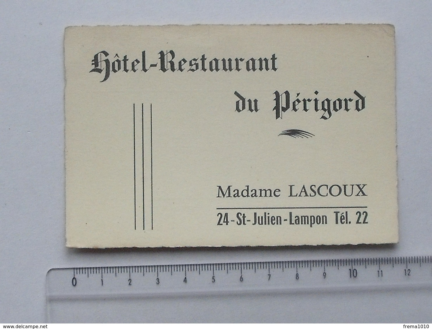 SAINT-JULIEN-LAMPON (24): Publicité Ancienne Carte De Visite Hôtel-Restaurant Du PERIGORD - Me LASCOUX - Note Au Verso - Publicités