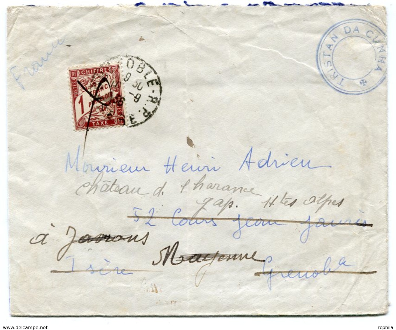 RC 11319 CROISEUR JEANNE D'ARC 1936 ESCALE A TRISTAN DA CUNHA POUR LA FRANCE RARE TB - Poste Navale