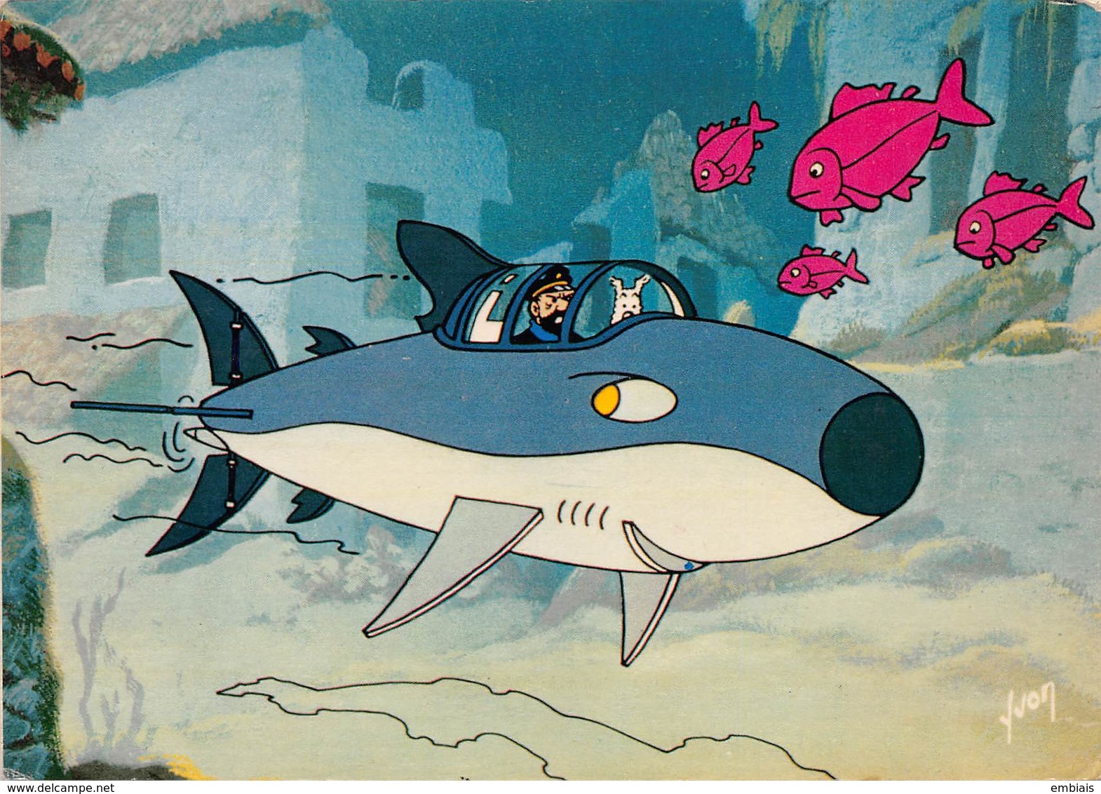 YVON- Tintin Et Le Lac Aux Requins- Haddock Et Milou Dans Le Sous-Marin Requin 24-144-25 - Bandes Dessinées