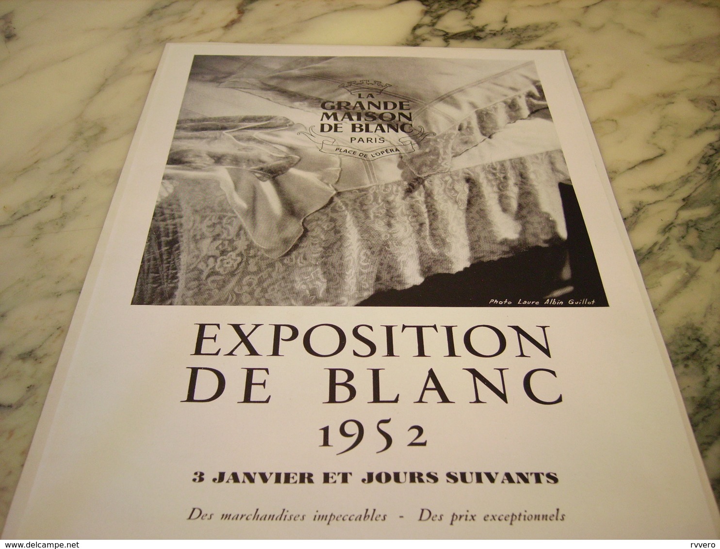 ANCIENNE   PUBLICITE MAGASIN EXPOSITION  LA GRANDE MAISON DE BLANC  1952 - Publicités