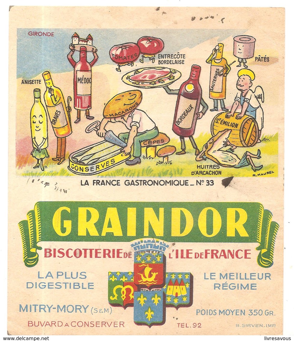 Buvard GRAINDOR LA FRANCE GASTRONOMIQUE N°33 - Biscottes