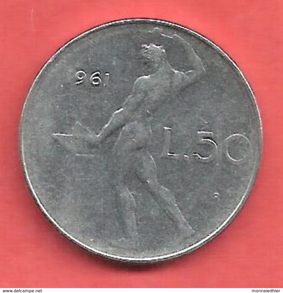 50 Lires , ITALIE , Acier Inoxidable , 1961 , N° KM # 95 - 50 Lire