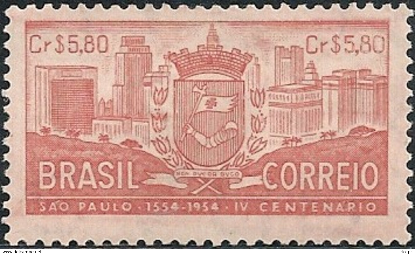 BRAZIL - 400th ANNIVERSARY OF SÃO PAULO, ARMS (SALMON) 1954 - MNH - Nuovi