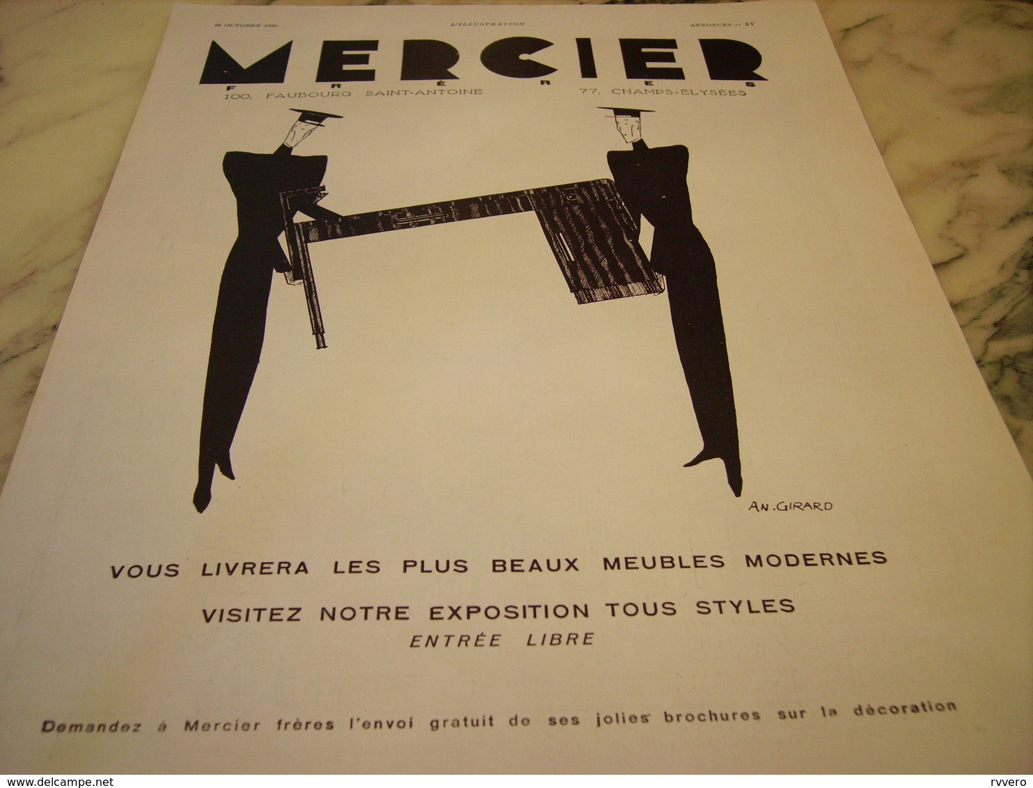 ANCIENNE PUBLICITE MEUBLE  MERCIER 1930 - Autres & Non Classés