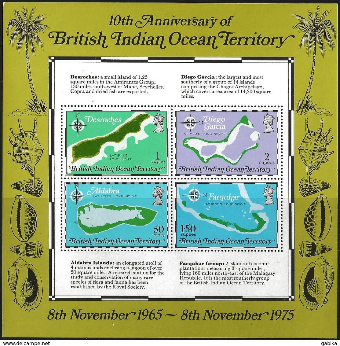 British Indian Ocean Territory 1975 Scott 82-85 MNH Sheet Maps Of Islands, Map - Territoire Britannique De L'Océan Indien