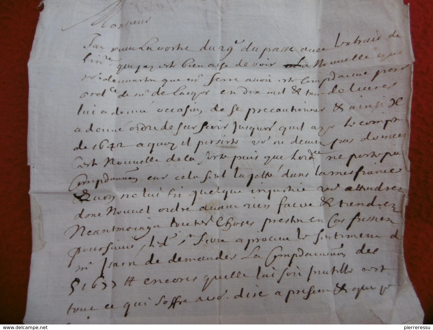 LAS FRANC MANUSCRIT 1658 DE SOMMIERES A CASTRES SIGNE ROUSSILHON - ....-1700: Précurseurs
