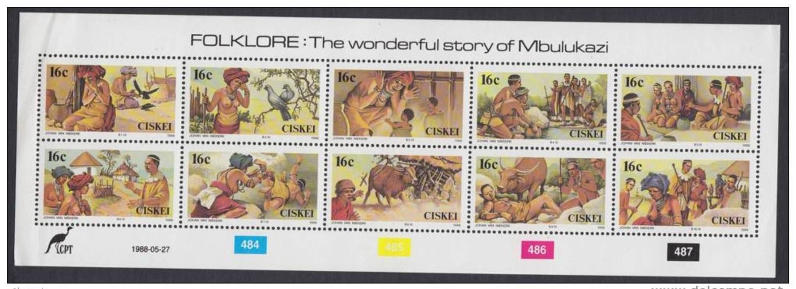 D101006 Ciskei 1988 South Africa NUDES OXEN BIRDS Folklore Strip  MNH - Afrique Du Sud Afrika RSA Sudafrika - Ciskei