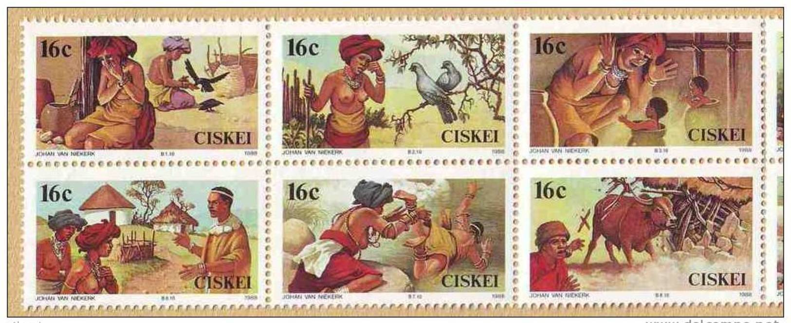 D101006 Ciskei 1988 South Africa NUDES OXEN BIRDS Folklore Strip  MNH - Afrique Du Sud Afrika RSA Sudafrika - Ciskei