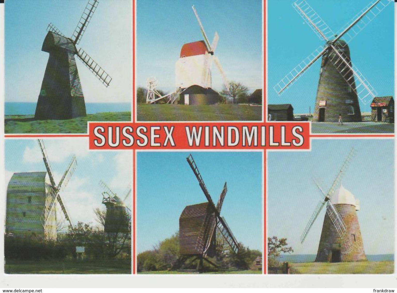 Postcard - Sussex Windmills - Six Views - Unused Very Good - Unclassified