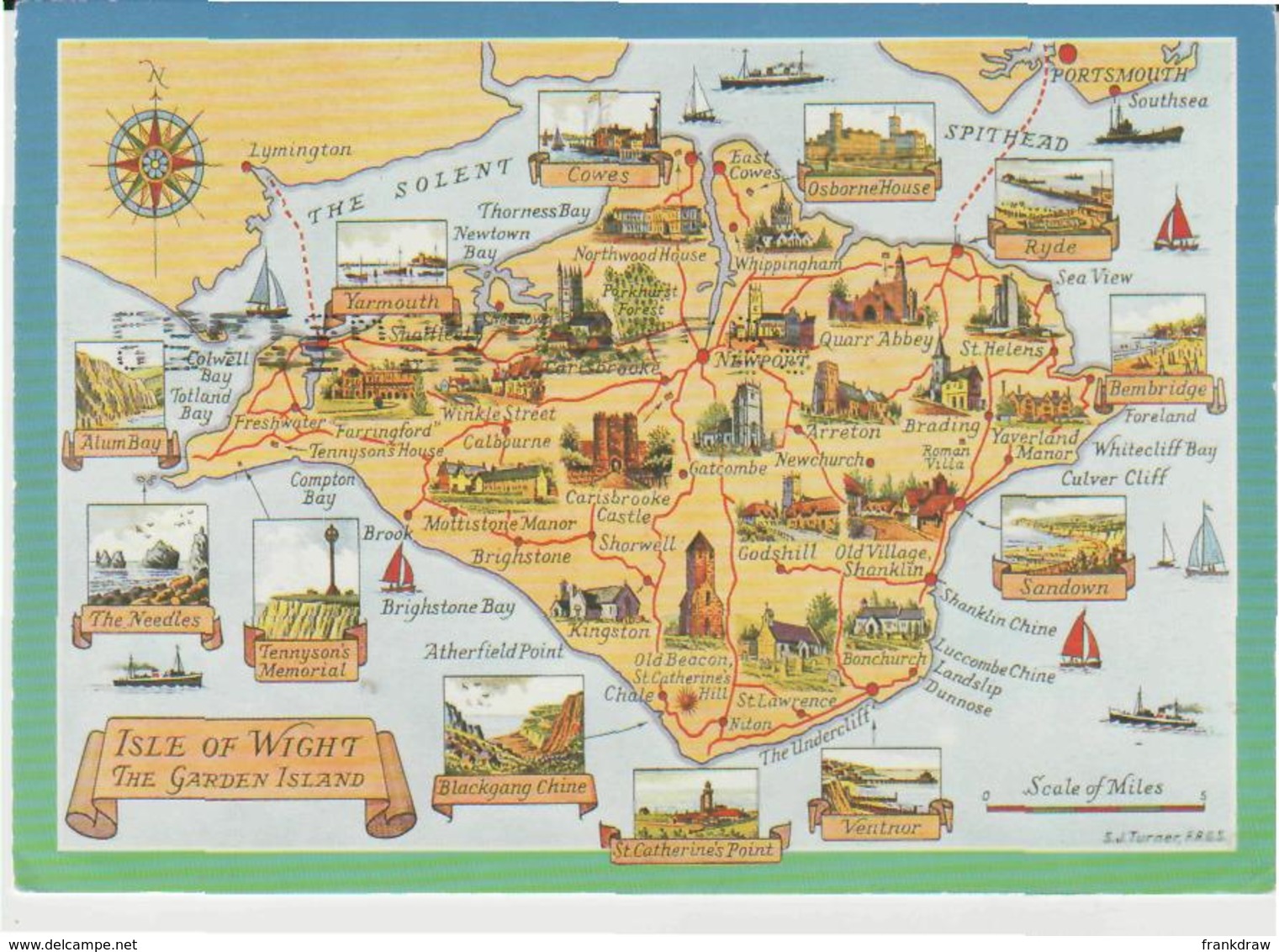 Postcard - Map - Isle Of Wight, Illustrated, - Posted 1993 - Unclassified