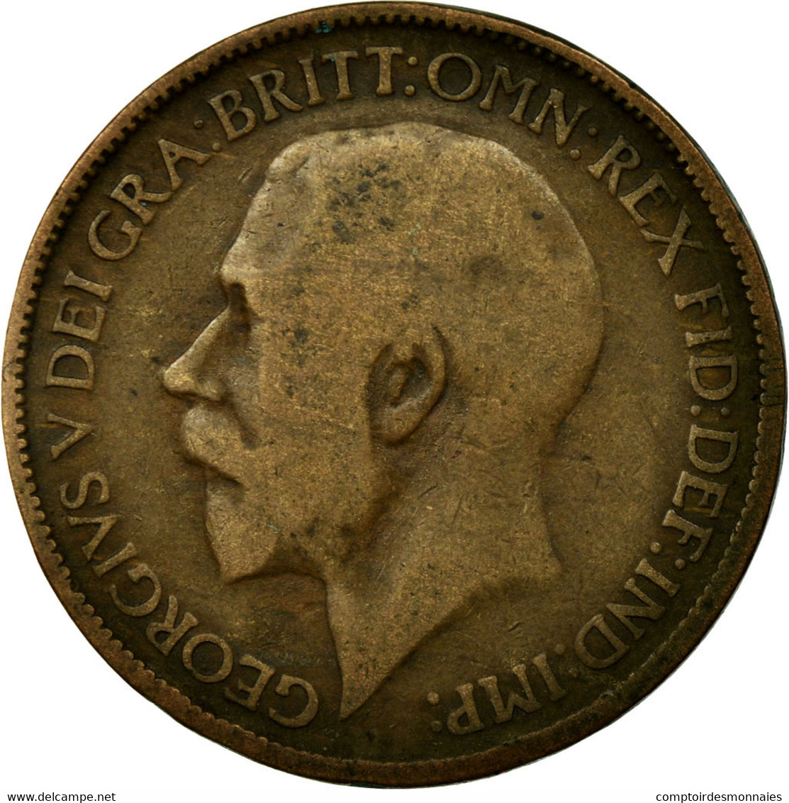 Monnaie, Grande-Bretagne, George V, 1/2 Penny, 1918, B+, Bronze, KM:809 - C. 1/2 Penny