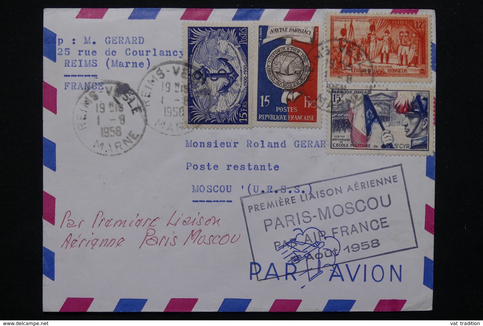 FRANCE - Enveloppe De La 1 ère Liaison Paris / Moscou Par Air France En 1958 - L 21323 - 1960-.... Lettres & Documents