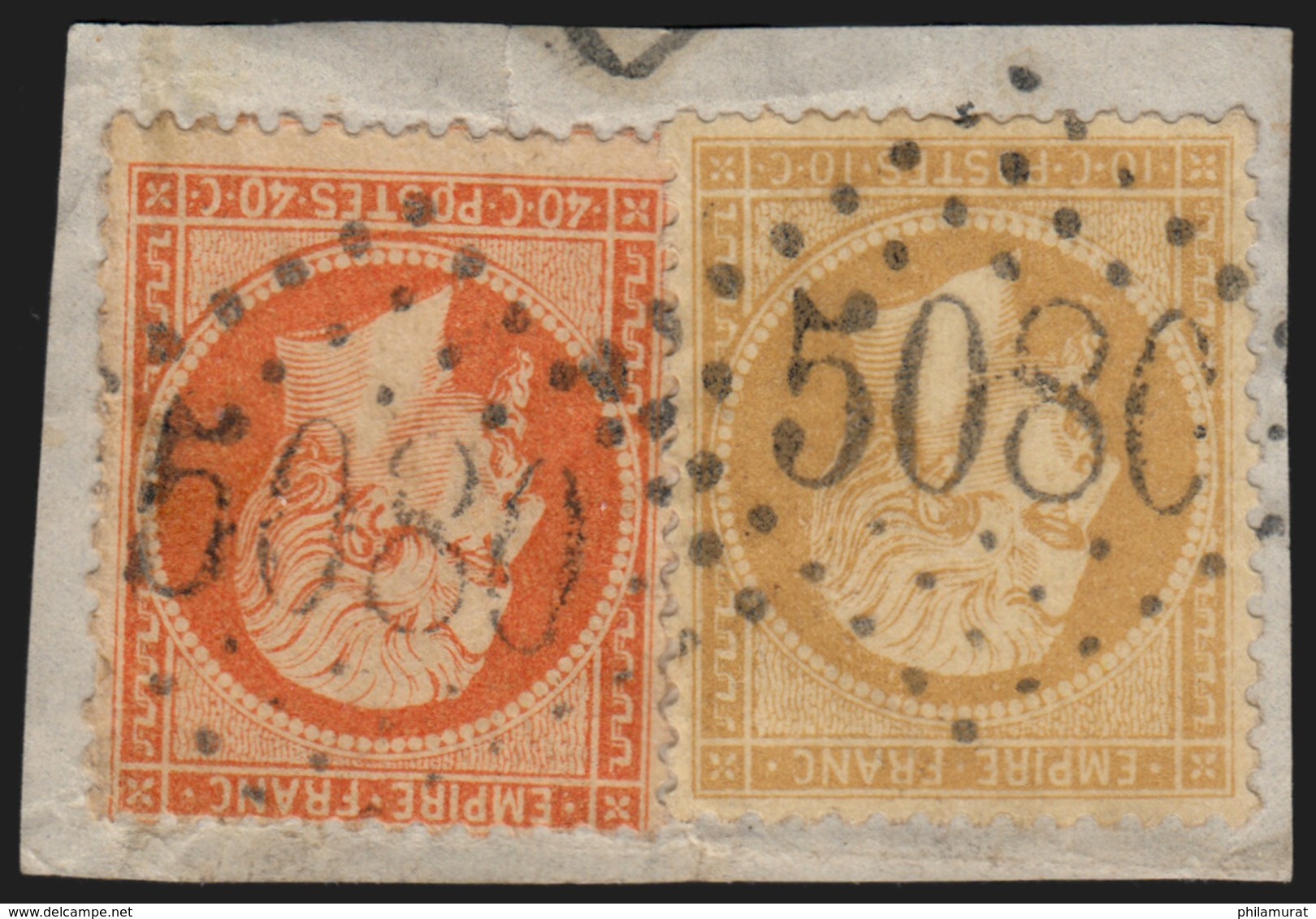 N°23 + 21, Oblitérés GC 5080 ALEXANDRIE Egypte BFE - 1862 Napoléon III