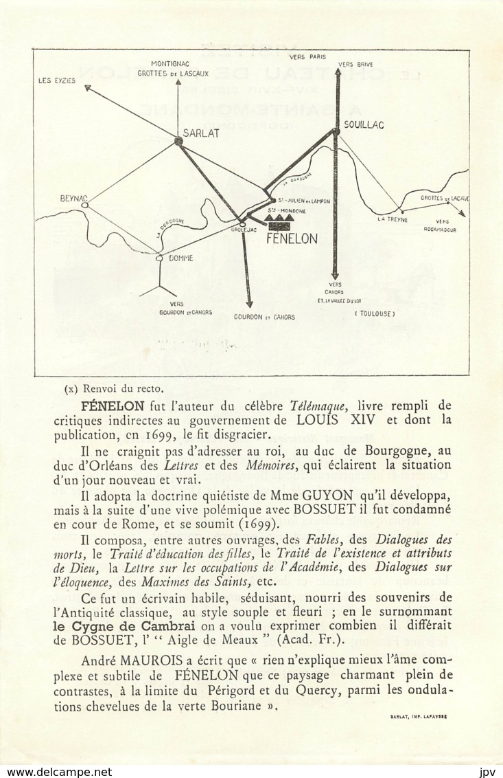 PUBLICITE :  VISITEZ LE CHATEAU DE FENELON A SAINTE MONDANE EN DORDOGNE - Autres & Non Classés