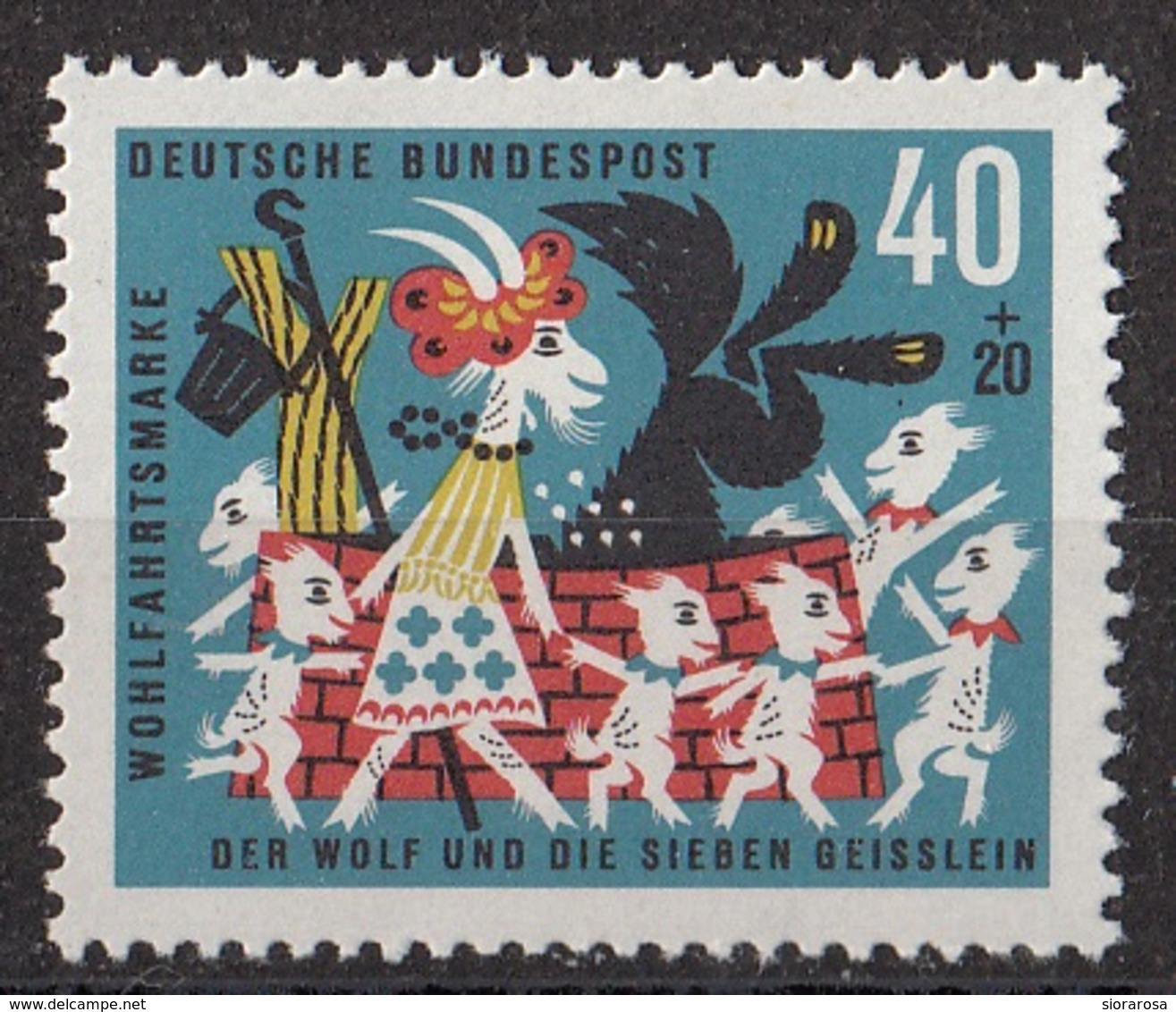 Germania 1963 Sc. B395 Fairy Tales Favole Grimm - MNH The Wolf And The Seven Kids - Fiabe, Racconti Popolari & Leggende