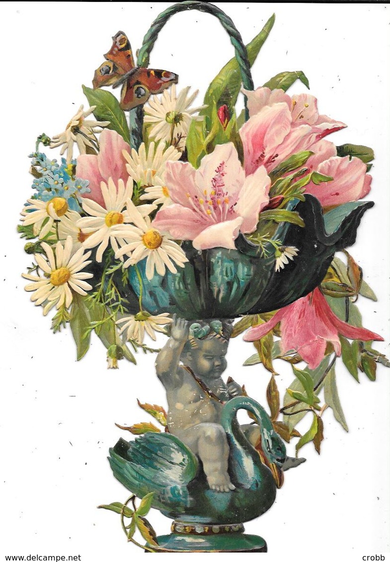 Grand Découpi Gauffré  : Enfant Ange  Jardinière Fleurs, Dimension 30 Cm - Anges