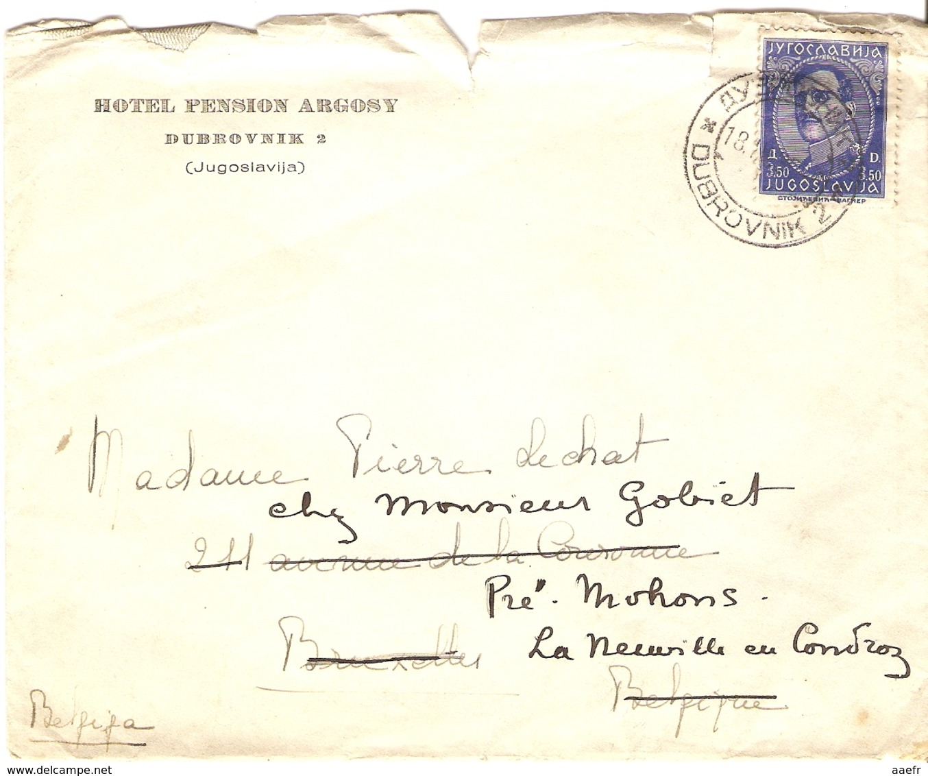 Yougoslavie 1935? - Lettre De Dubrovnik à Bruxelles /Belgique - Reroutée à Neuville En Condroz - YT 262 - Lettres & Documents