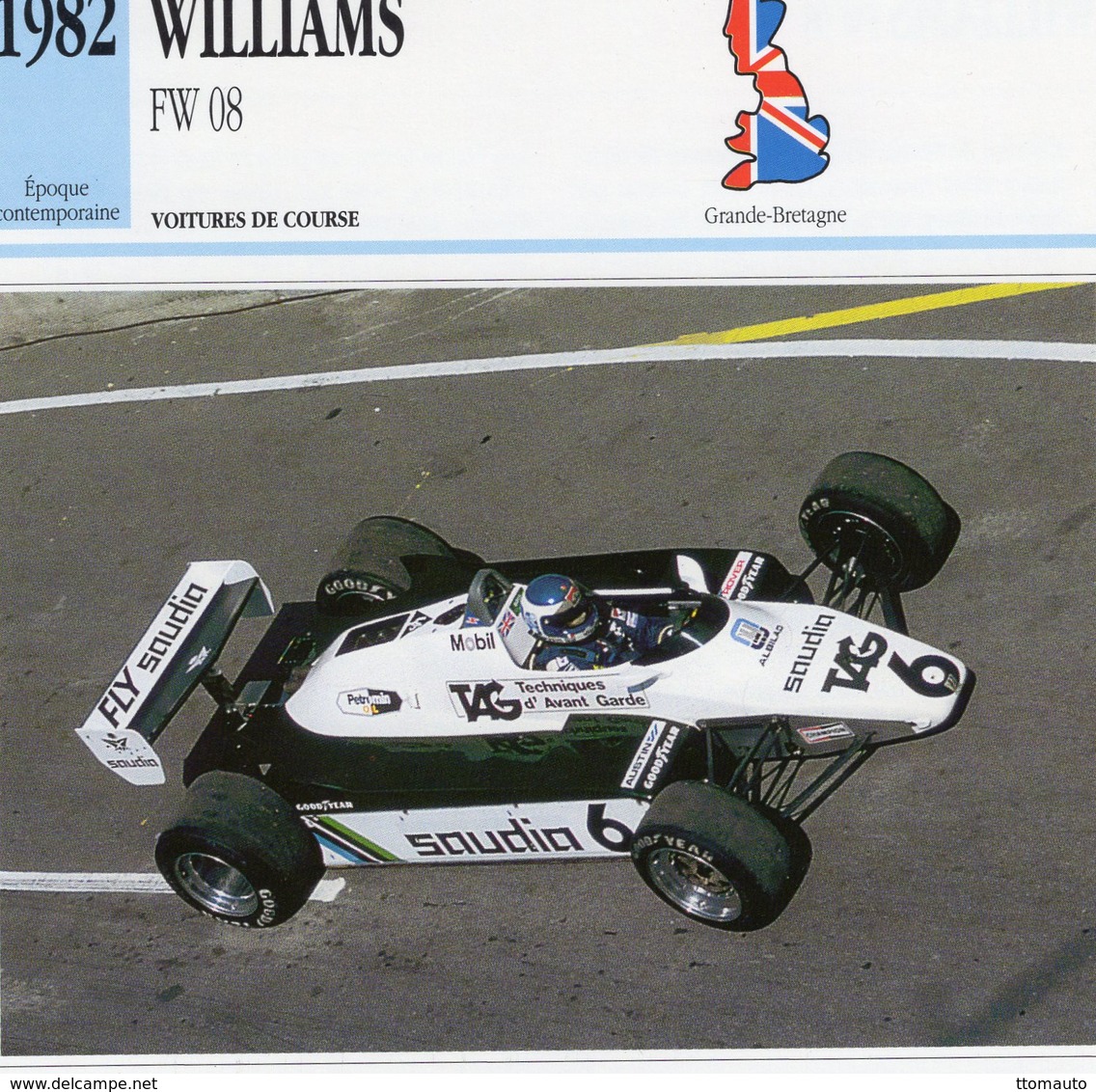 Williams FW08  F1 Grand Prix (1982) - Voiture De Course - Keke Rosberg -  Fiche Technique/Carte De Collection - Grand Prix / F1