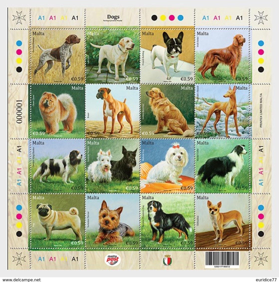 Malta 2018 - Dogs - Miniature Sheet Mnh - Malta