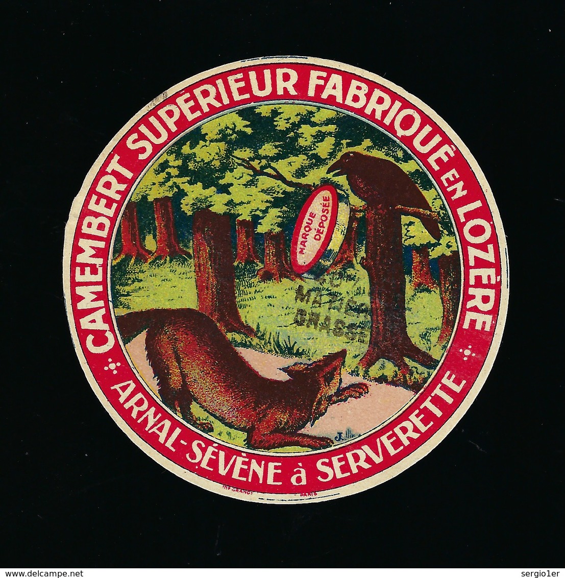 étiquette Fromage Camembert Supérieur Fabriqué En Lozère Arnal Sevene Serverette "le Corbeau Et Le Renard" - Fromage