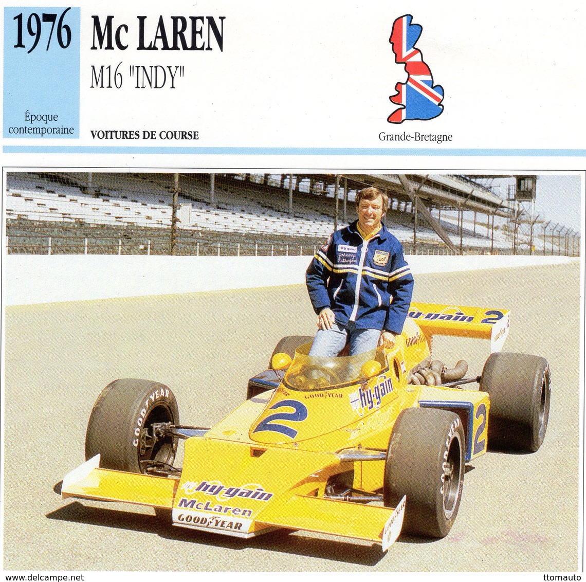 McLaren M16 Indycar  (1976) - Voiture De Course - Johnny Rutherford -  Fiche Technique/Carte De Collection - IndyCar